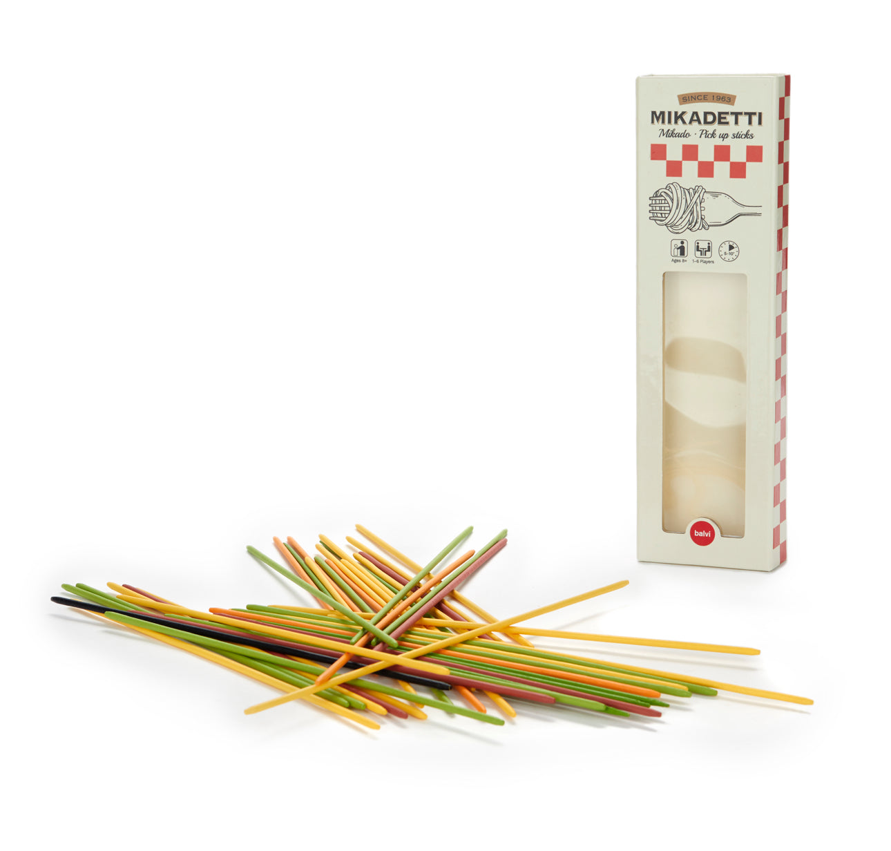 Plockepinn - Mikado spel med spaghetti-twist
