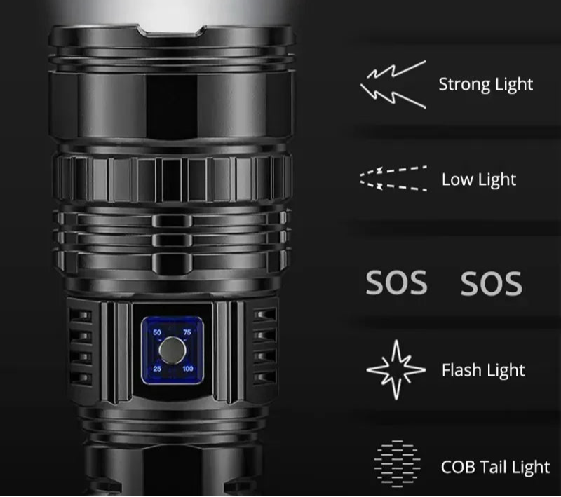 LED Ficklampa med Powerbank - 2000W