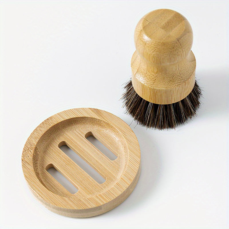 Hållbar diskborste i bambu & naturborst