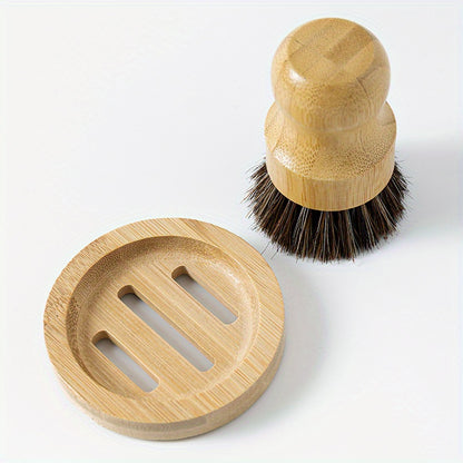 Hållbar diskborste i bambu & naturborst