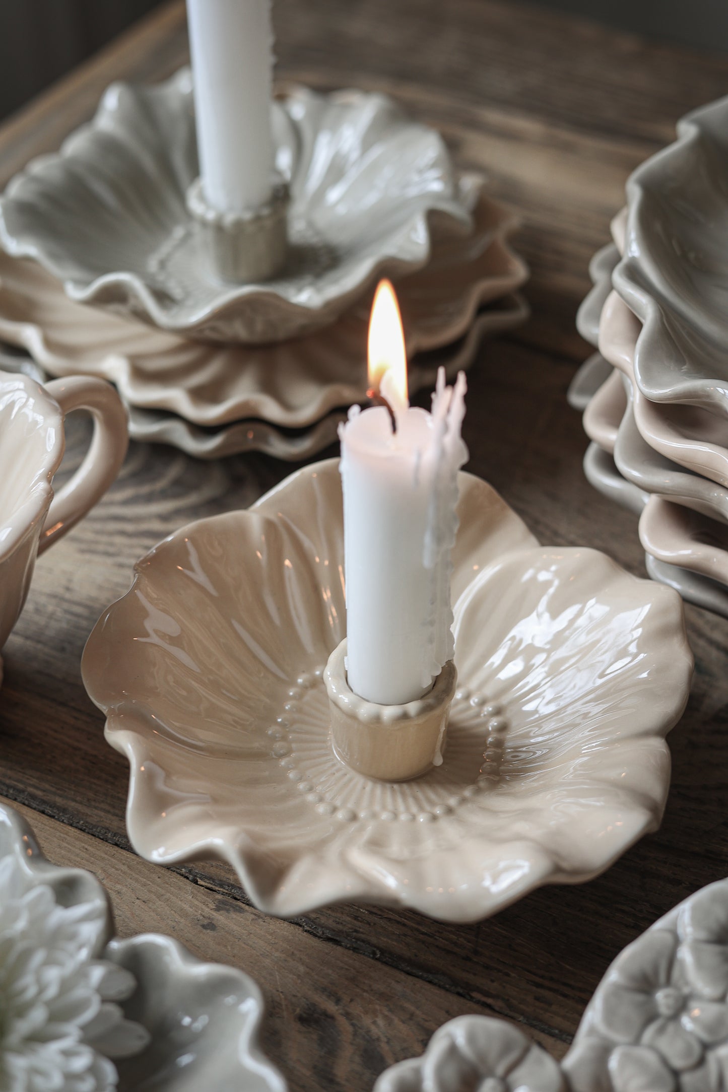 Majas Blomstra ljusstake - Beige