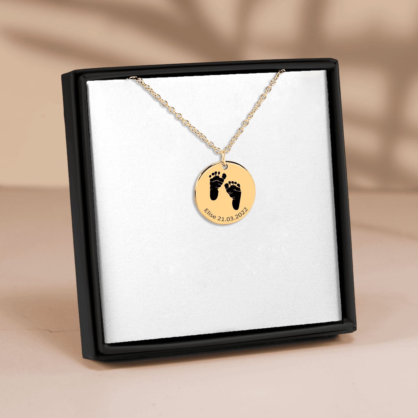 Personligt Halsband med Bebisens Fotavtryck – Namn & Datum