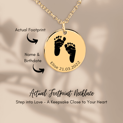 Personligt Halsband med Bebisens Fotavtryck – Namn & Datum