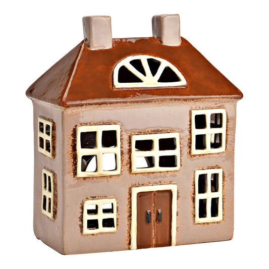 Ljuslykta Hus i stengods – Brun